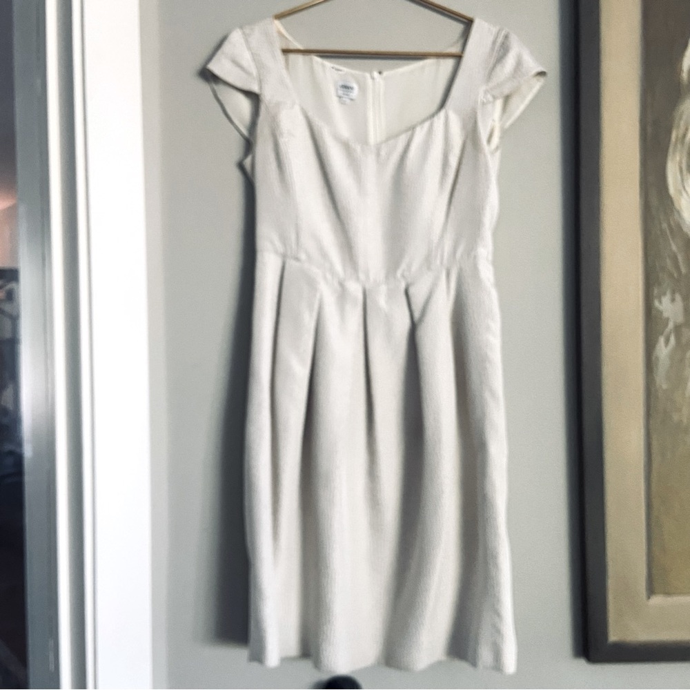 ARMANI COLLEZIONI dress - ivory textured fabric - lined 10 (EU 46)